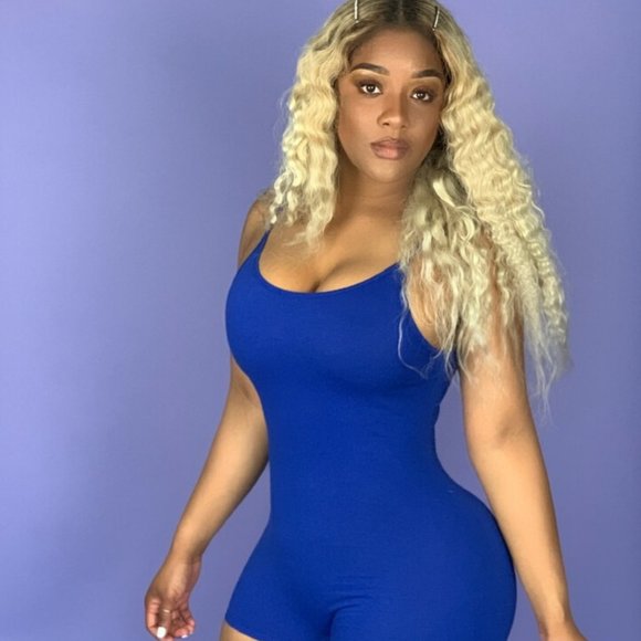 SHINE HOUR GLASS CAMI ROMPER BLUE SHORT SET - Picture 2 of 4